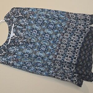 J. Jill Blue and Black Patterned Blouse